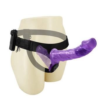 Purple Adjustable Dual Vibrating Strap On Dildo