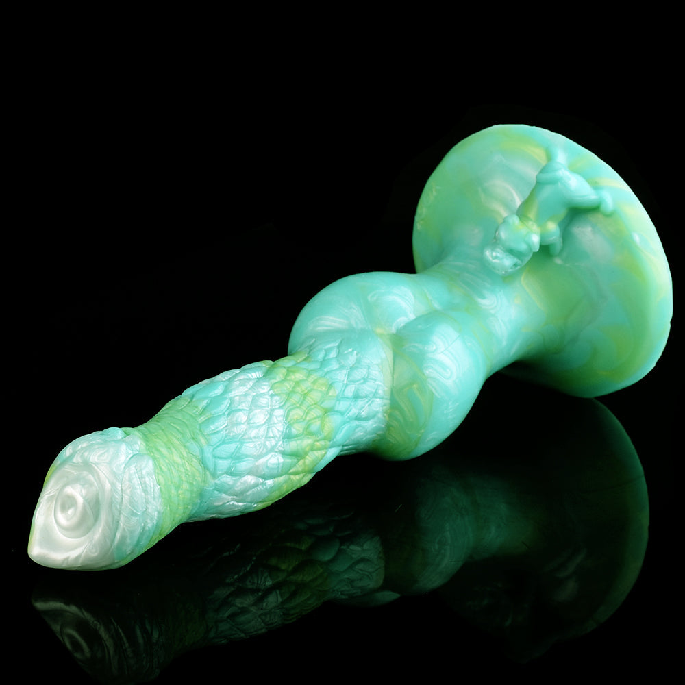 8 Inch Green Silicone Fantasy Dog Dildo