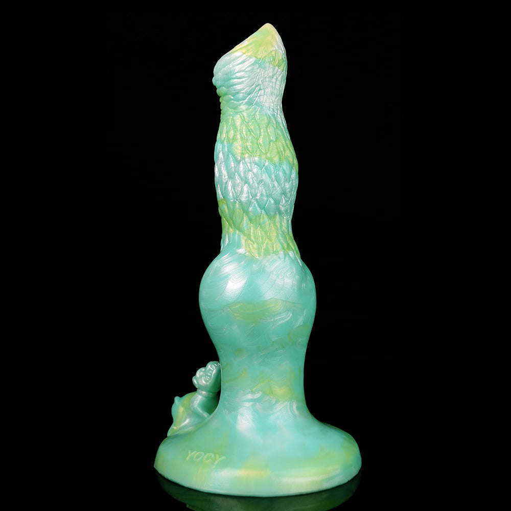 8 Inch Green Silicone Fantasy Dog Dildo
