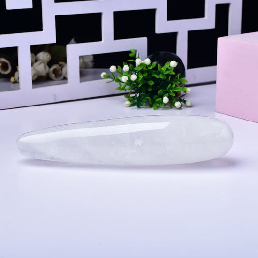 Large white transparent crystal dildo