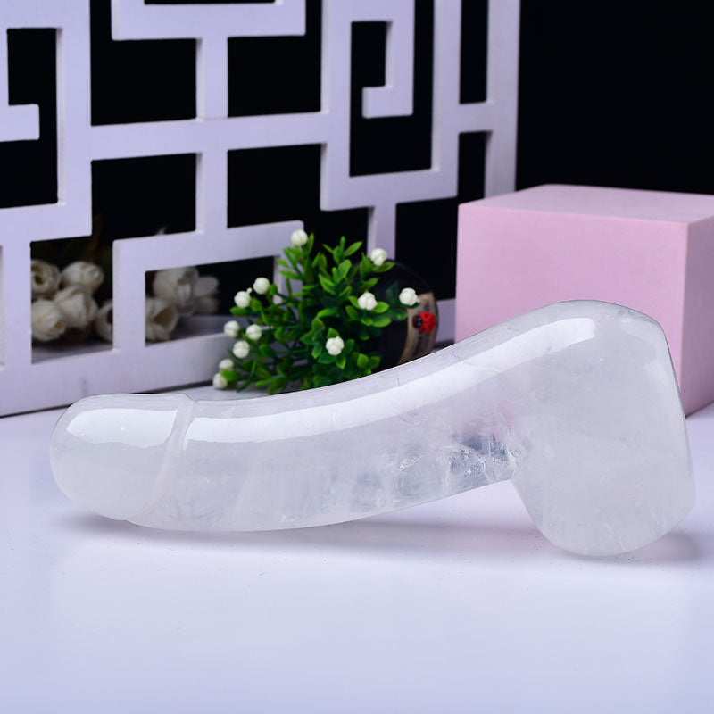 Realistic White Jade Quartz Crystal Dildo