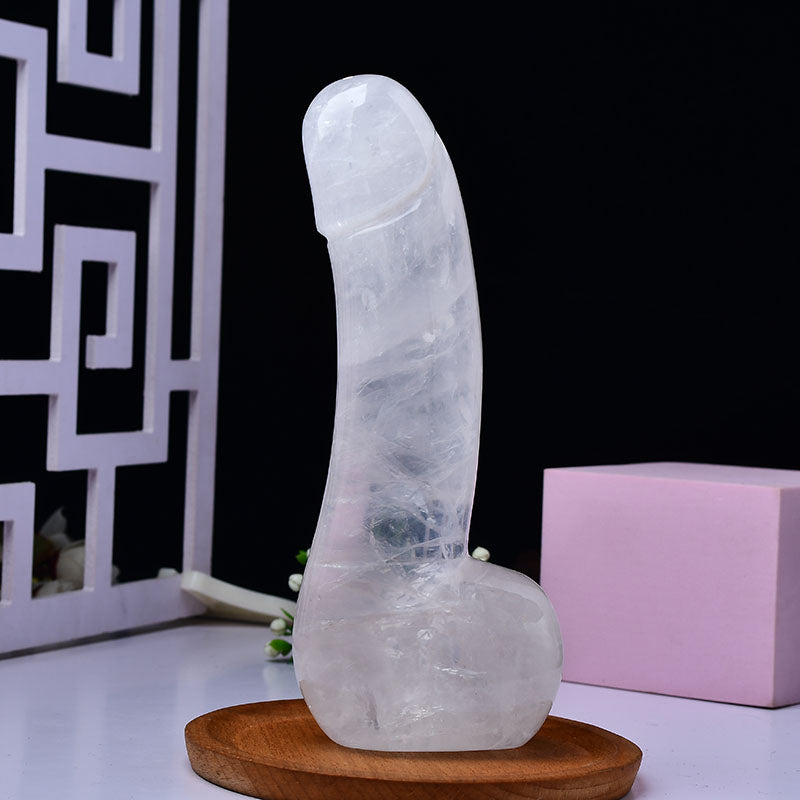 White Jade Quartz Crystal Penis Dildo