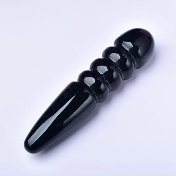 Double-Ended Thread Black Crystal Dildo