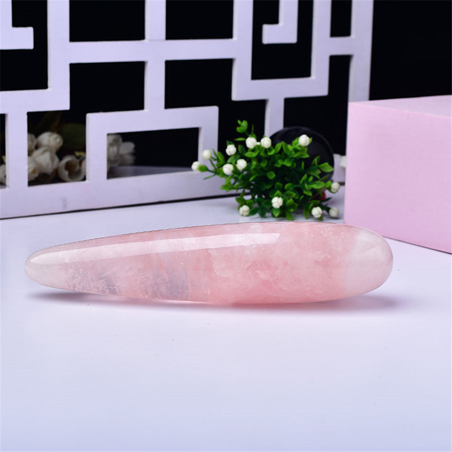 Pink Quartz Round Rod Crystal Dildo