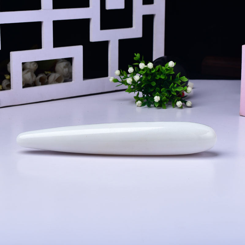 White Cone-Shaped Massager Crystal Dildo