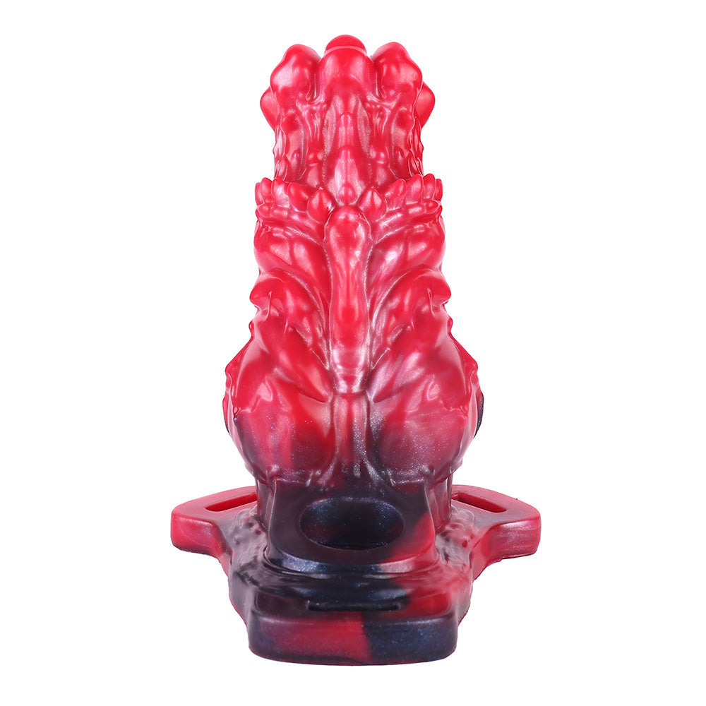 5 Inch Blood Red Hollow Vibrating Strap On