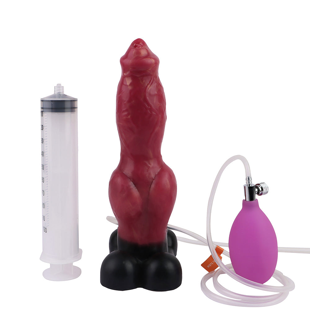 9 Inch Red Fantasy Dog Ejaculating Dildo