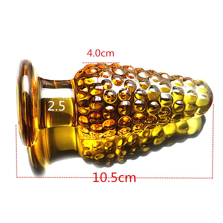 Corn Textured Yellow Glass Butt Plug