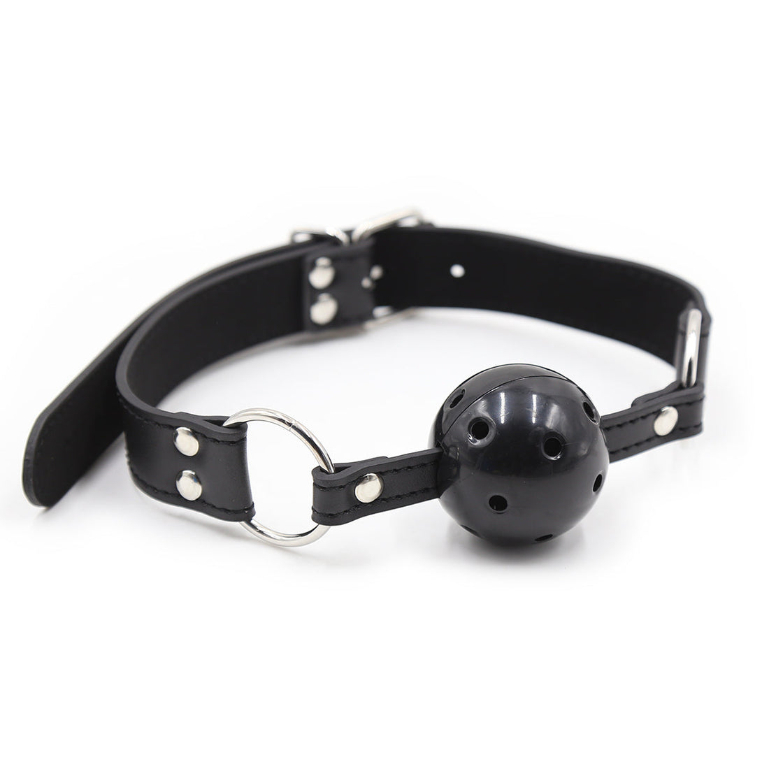 Adult Toys Ball Gag Black Breathable Leather
