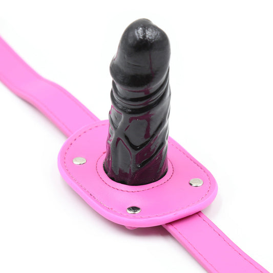 BDSM Slave Femdom Face Gag Black Dildo