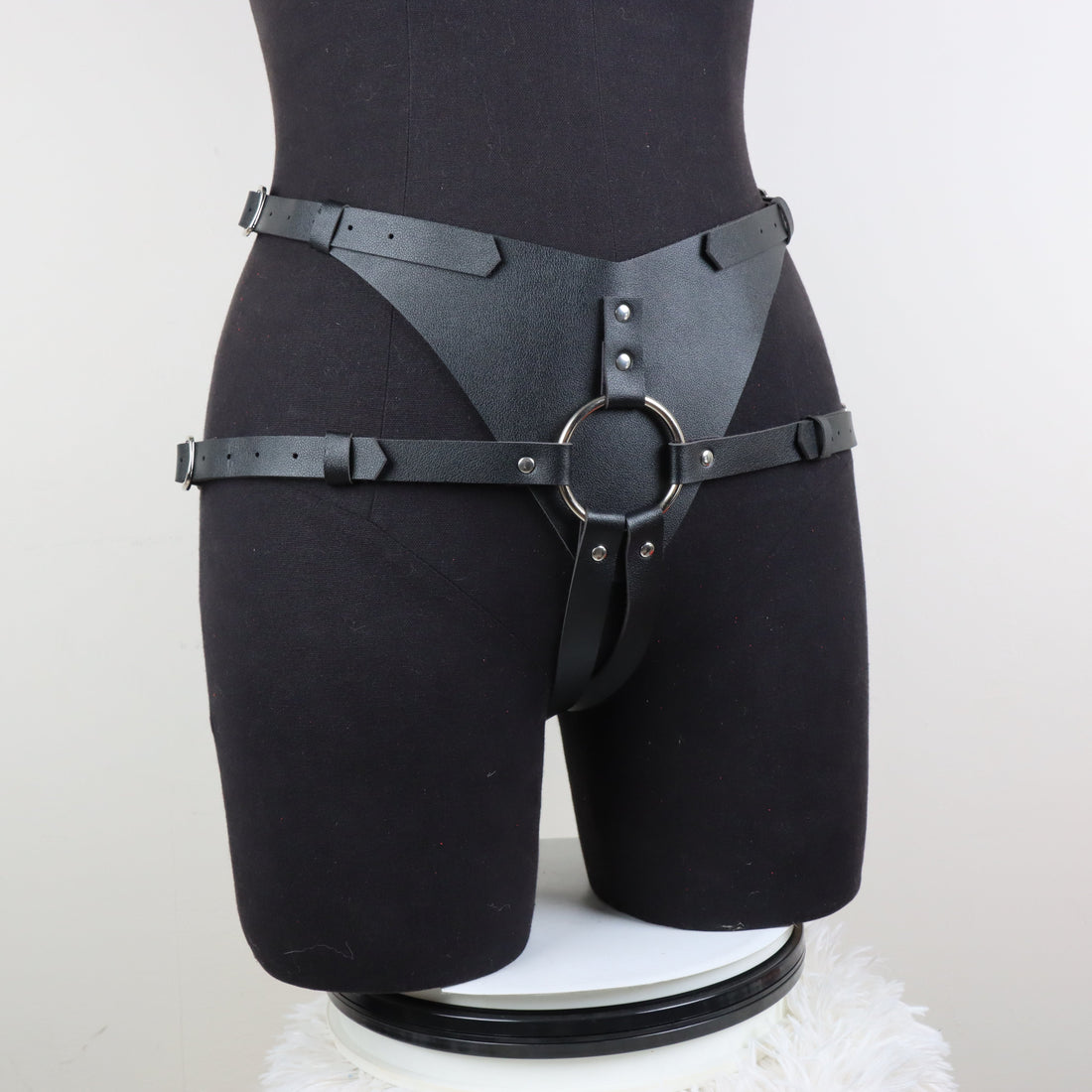 Black Premium Leather Couple Strap On Harness