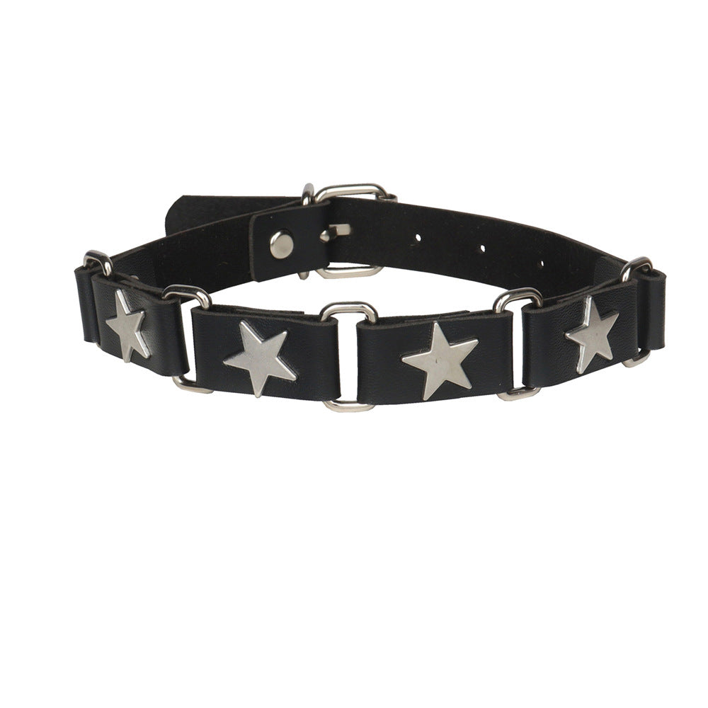 Pentagram Bondage Leather BDSM Collar