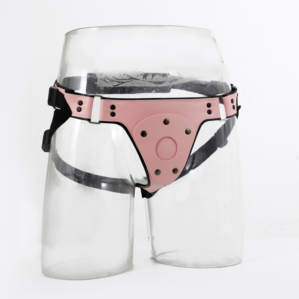 Pink Leather Plus Size Strap On Harness