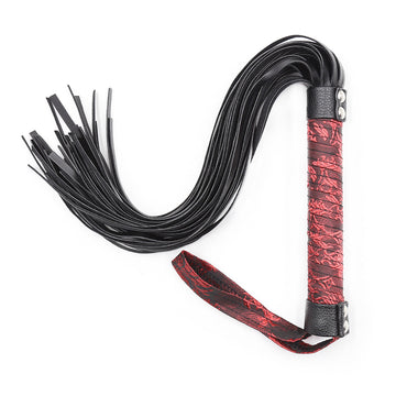 Red Short Handle Leather Tassel BDSM Flogger