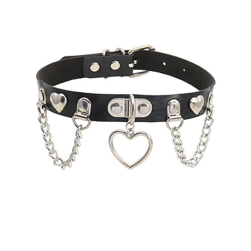 Heart Leather Chain BDSM Bondage Collar