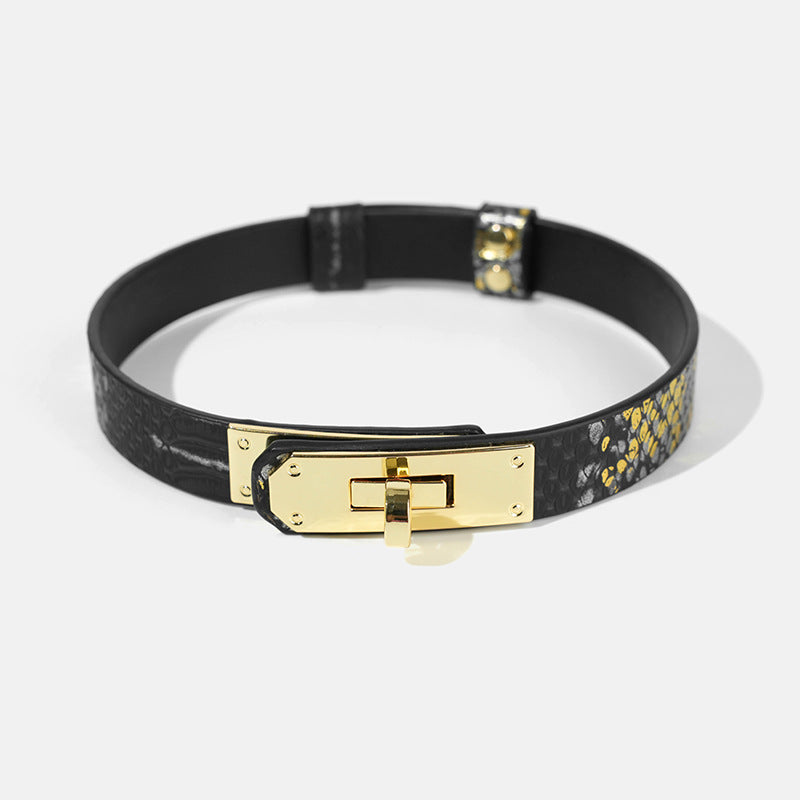 Snake Pattern Buckle Bondage BDSM Collar