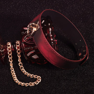 Red Leather Temperature Color Changing Adjustable BDSM Collar