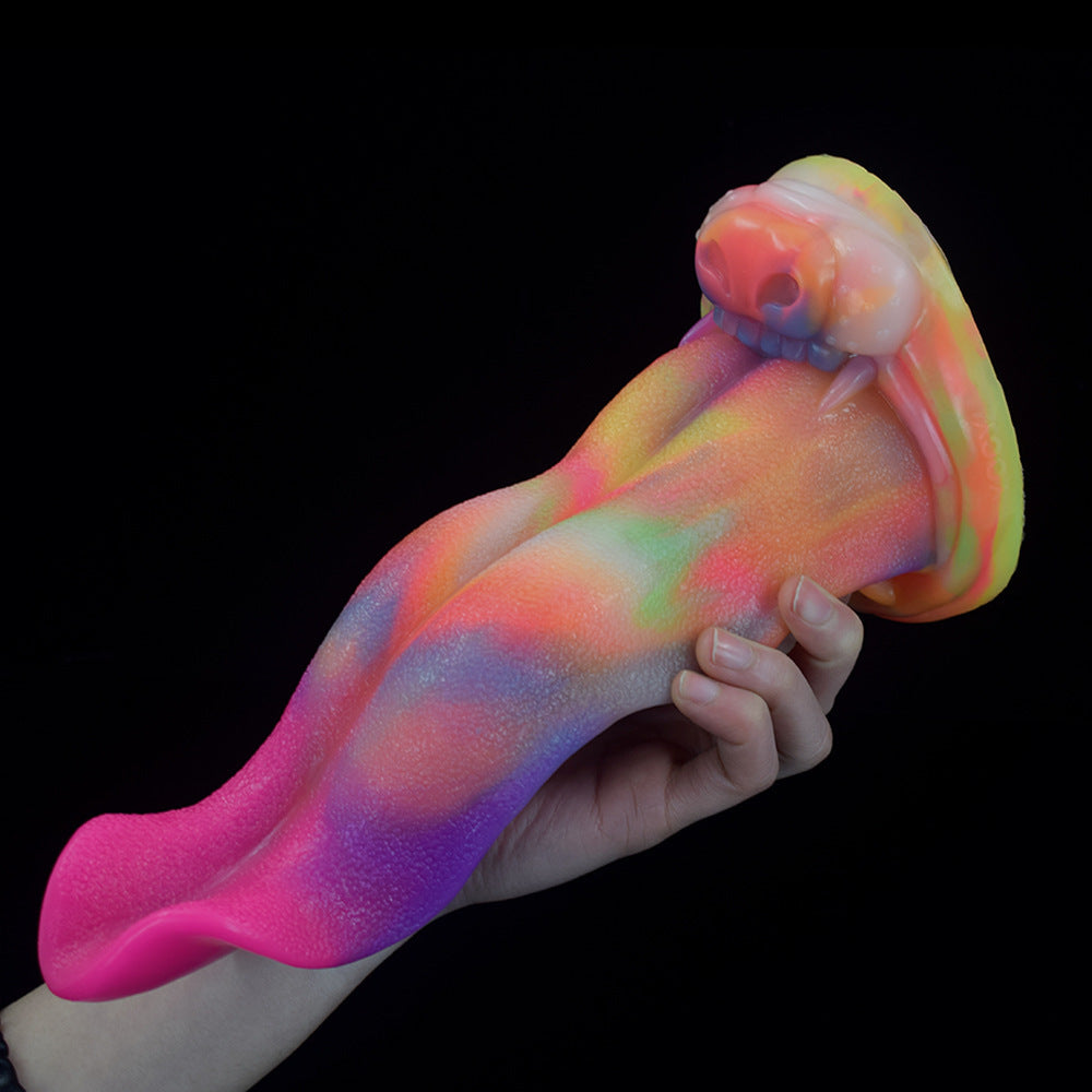 Tongue Glow in the Dark Fantasy Rainbow Dildo