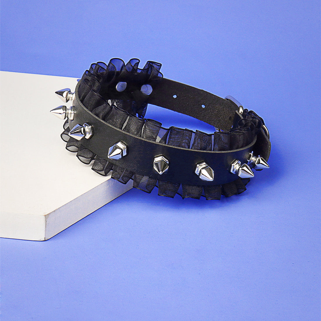 Lace Leather Spiked Day BDSM Collar