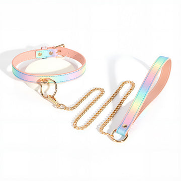 Rainbow Training With Leash BDSM Collar