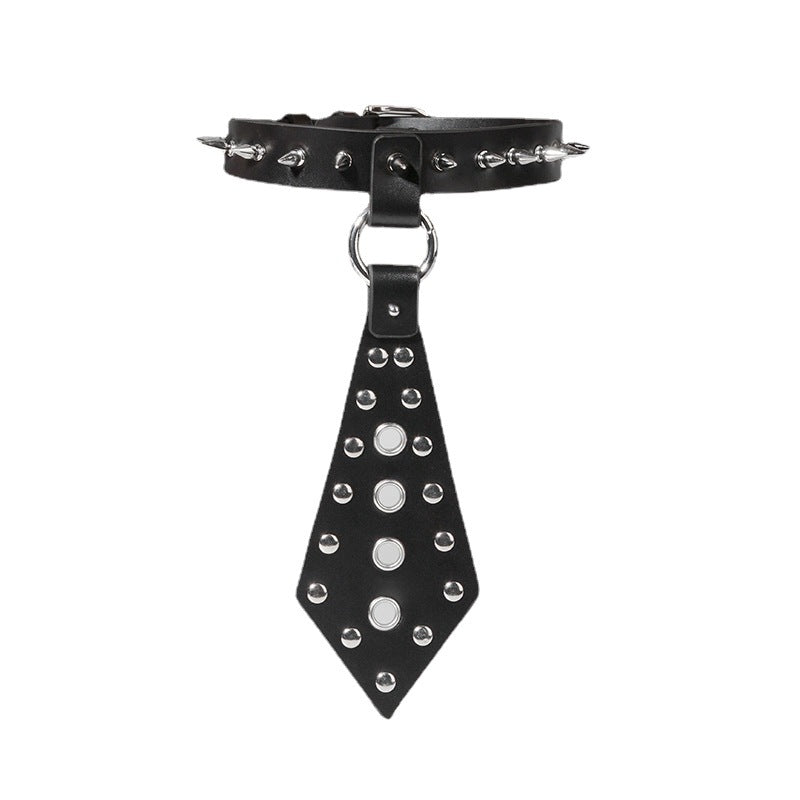Necktie Leather Bondage Play BDSM Collar