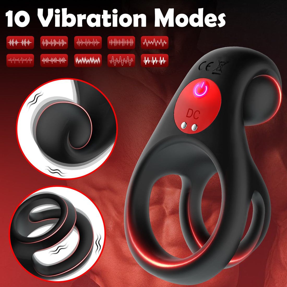 Red Dot Sex Silicone Vibrating Cock Ring