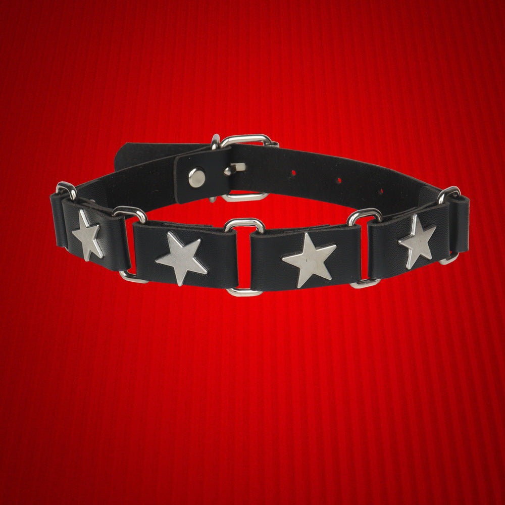 Pentagram Bondage Leather BDSM Collar