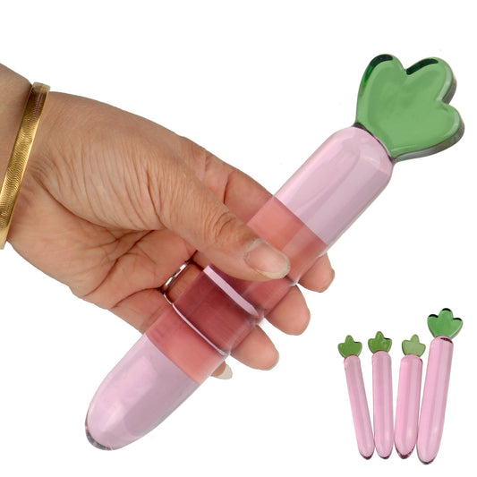 Pink Carrot Glass Dildo Butt Plug