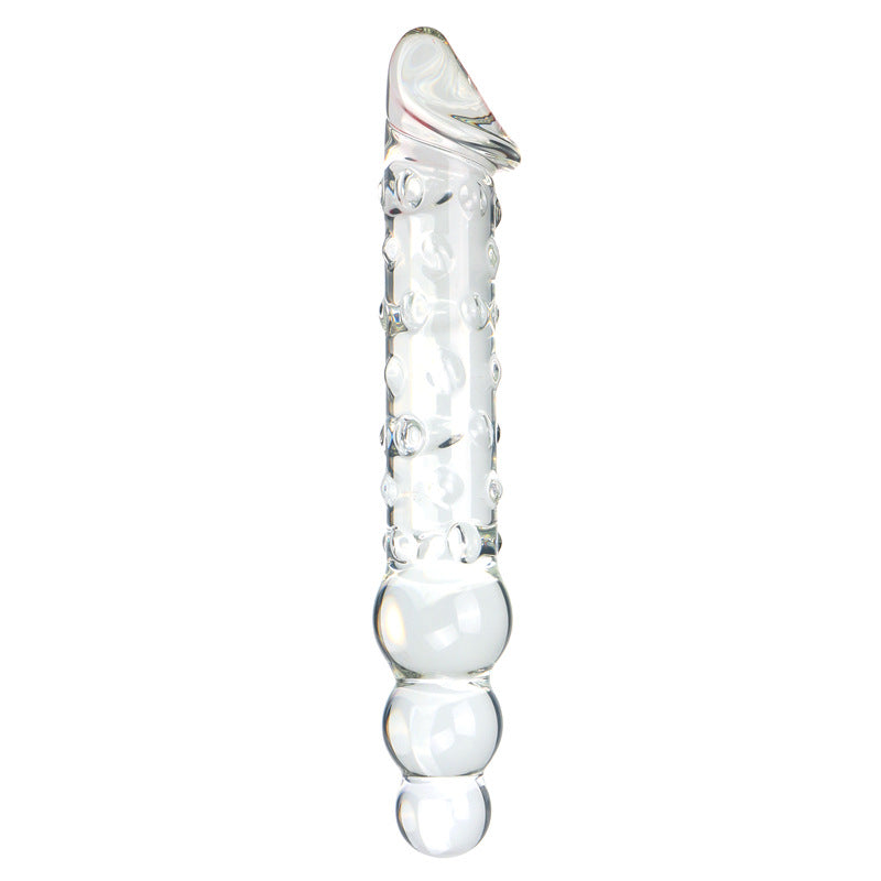 Raised Beaded Clear Glass Double Ended Dildo