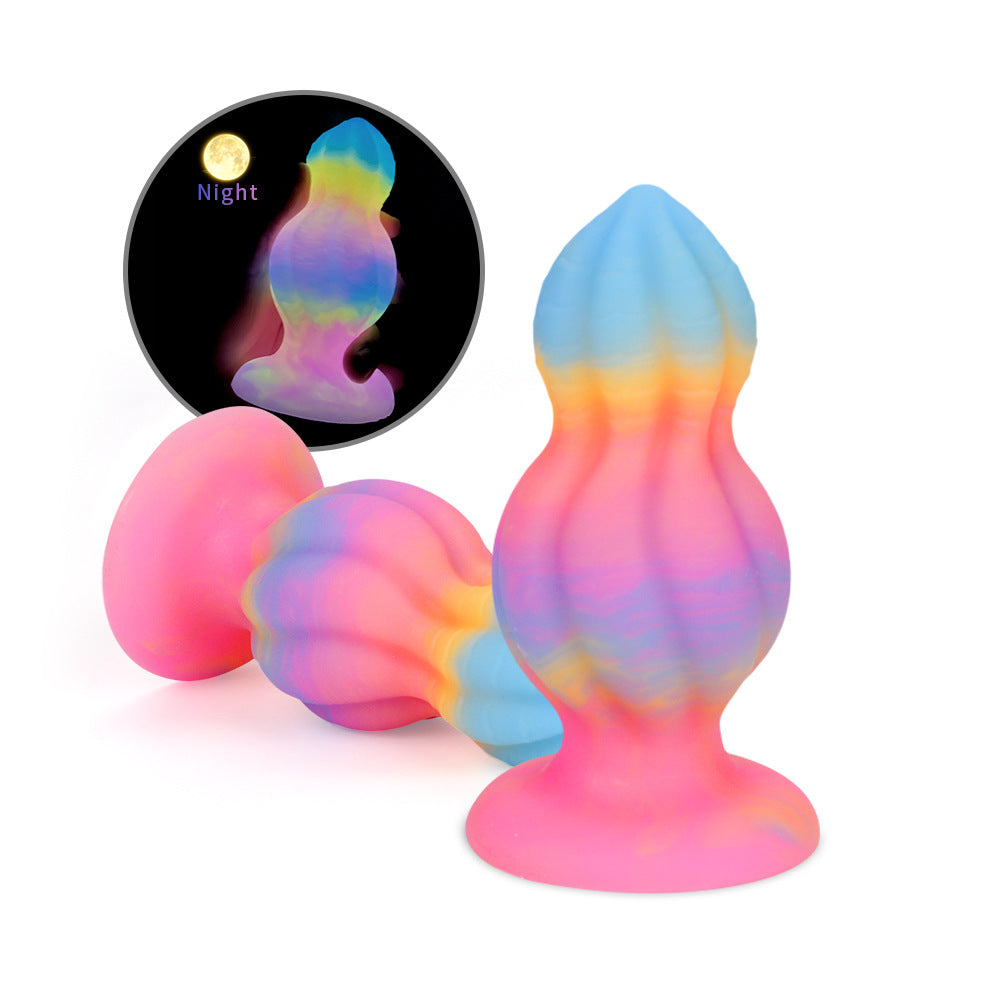 Glow in the Dark Rainbow Dildo Silicone Butt Plug