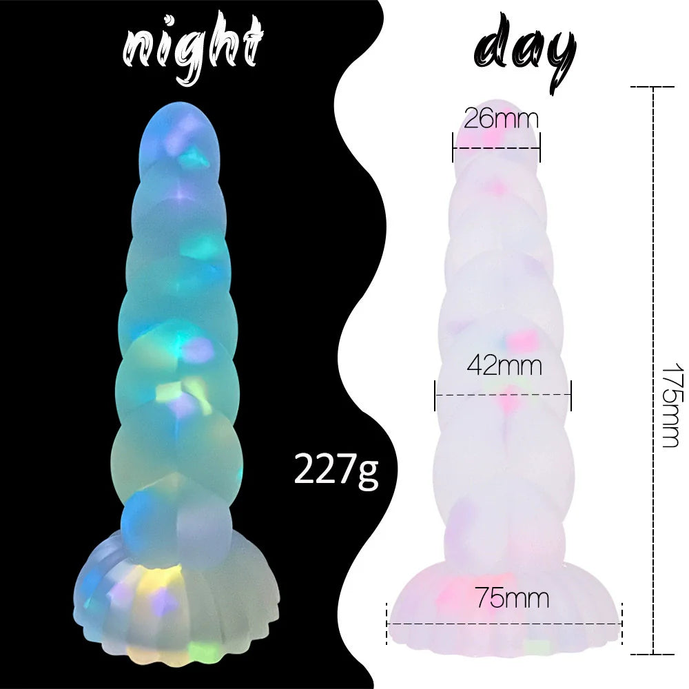 Glow-in-the-dark Silicone Beaded Dildo