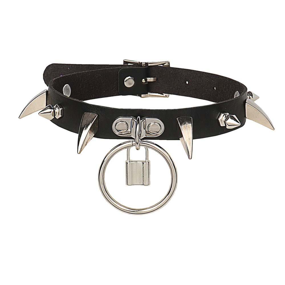 Lockable Adjustable Leather BDSM Collar