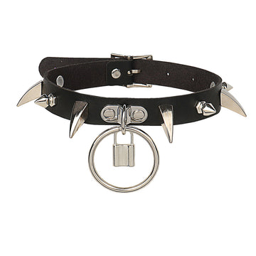 Lockable Adjustable Leather BDSM Collar