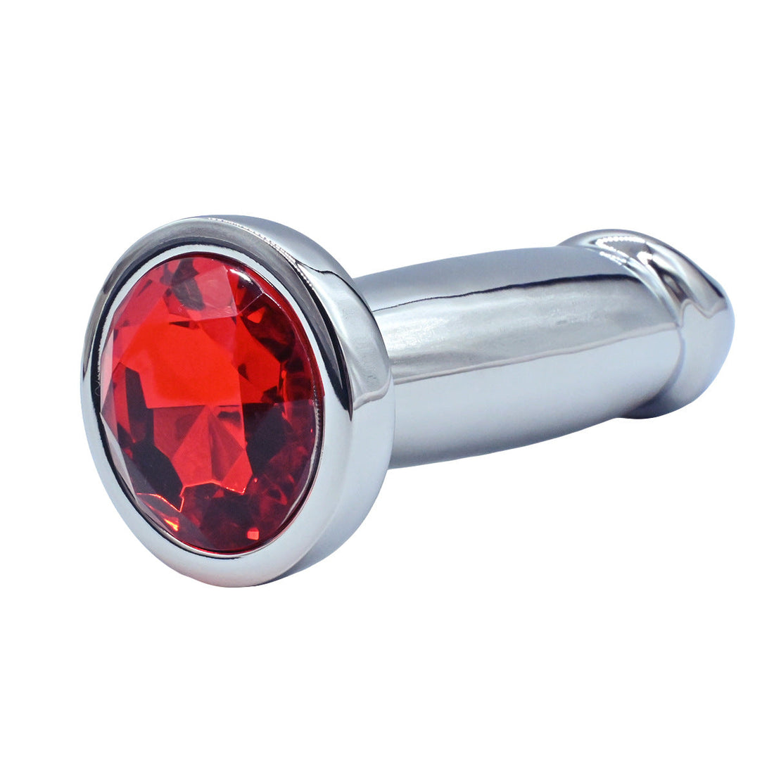 Realistic Penis Red Gem Metal Butt Plug