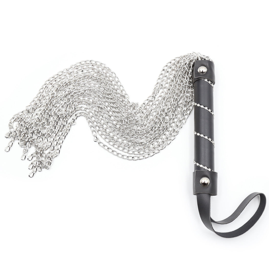 Black Handle Weighted Chainmail BDSM Flogger Whip