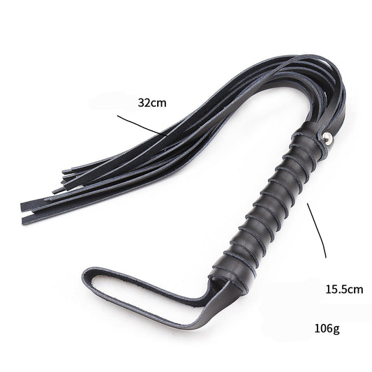 Genuine Leather Ribbon Handle BDSM Flogger