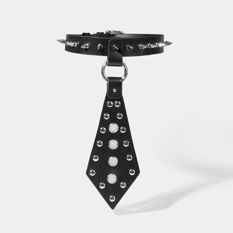 Necktie Leather Bondage Play BDSM Collar