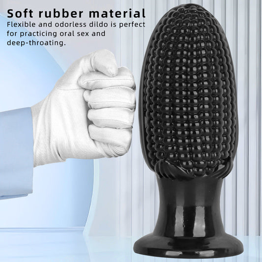 Black PVC Corn Cob Butt Plug Dildo