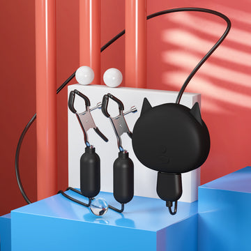 Black Cat Vibrating Electric BDSM Nipple Pinchers