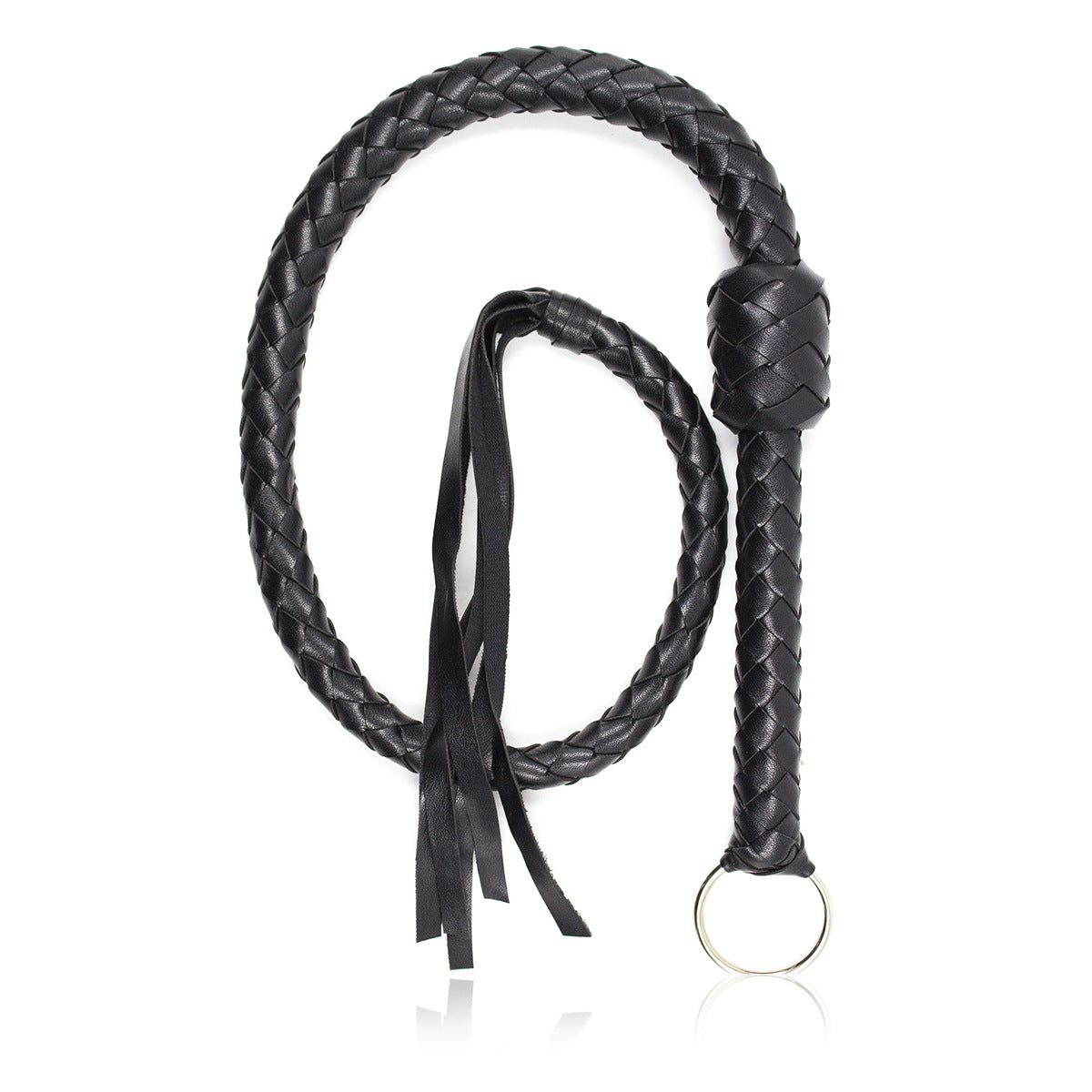 Black Handle with Ring Leather BDSM Flogger