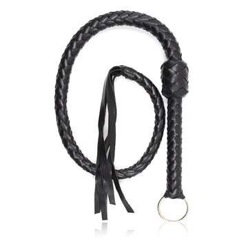 Black Handle with Ring Leather BDSM Flogger