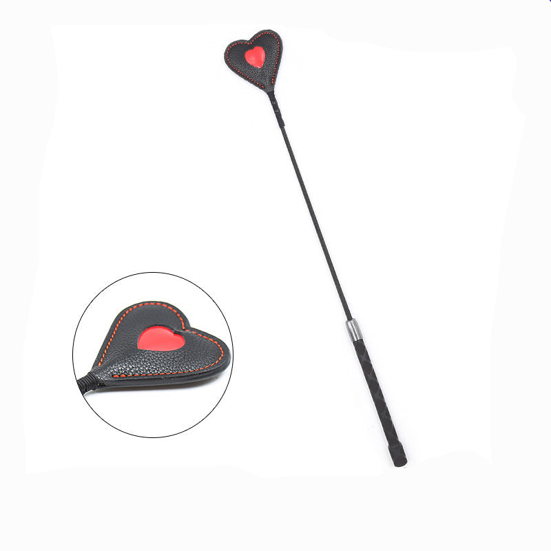 Red Heart Metal Long Handle BDSM Riding Crop