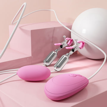 Pink Vibrating Electric Adjustable BDSM Nipple Clamps