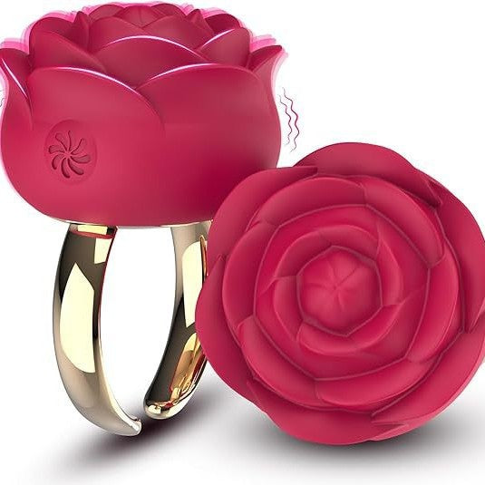 Mini Clitoral Vibrating Finger Ring Rose Toy