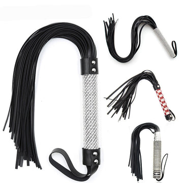 Diamond Metal Handle Leather Tassel BDSM Flogger