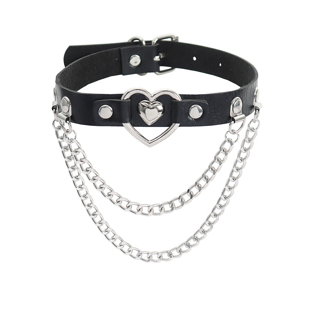 Bondage Leather Chain Necklace BDSM Collar