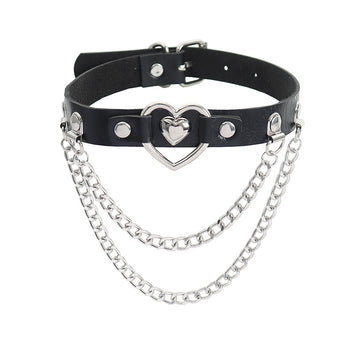 Bondage Leather Chain Necklace BDSM Collar
