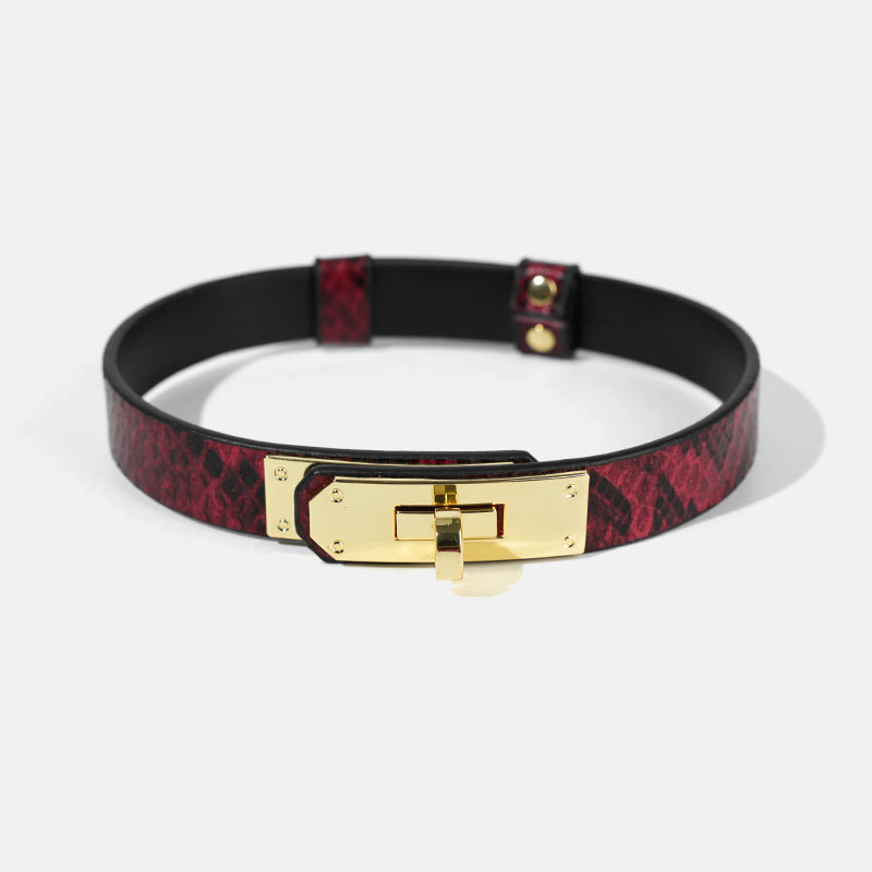 Snake Pattern Buckle  BDSM Adjustable Slave Choker