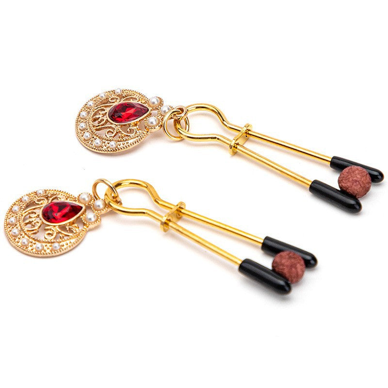 Red Diamond Pendant Style BDSM Nipple Clamps