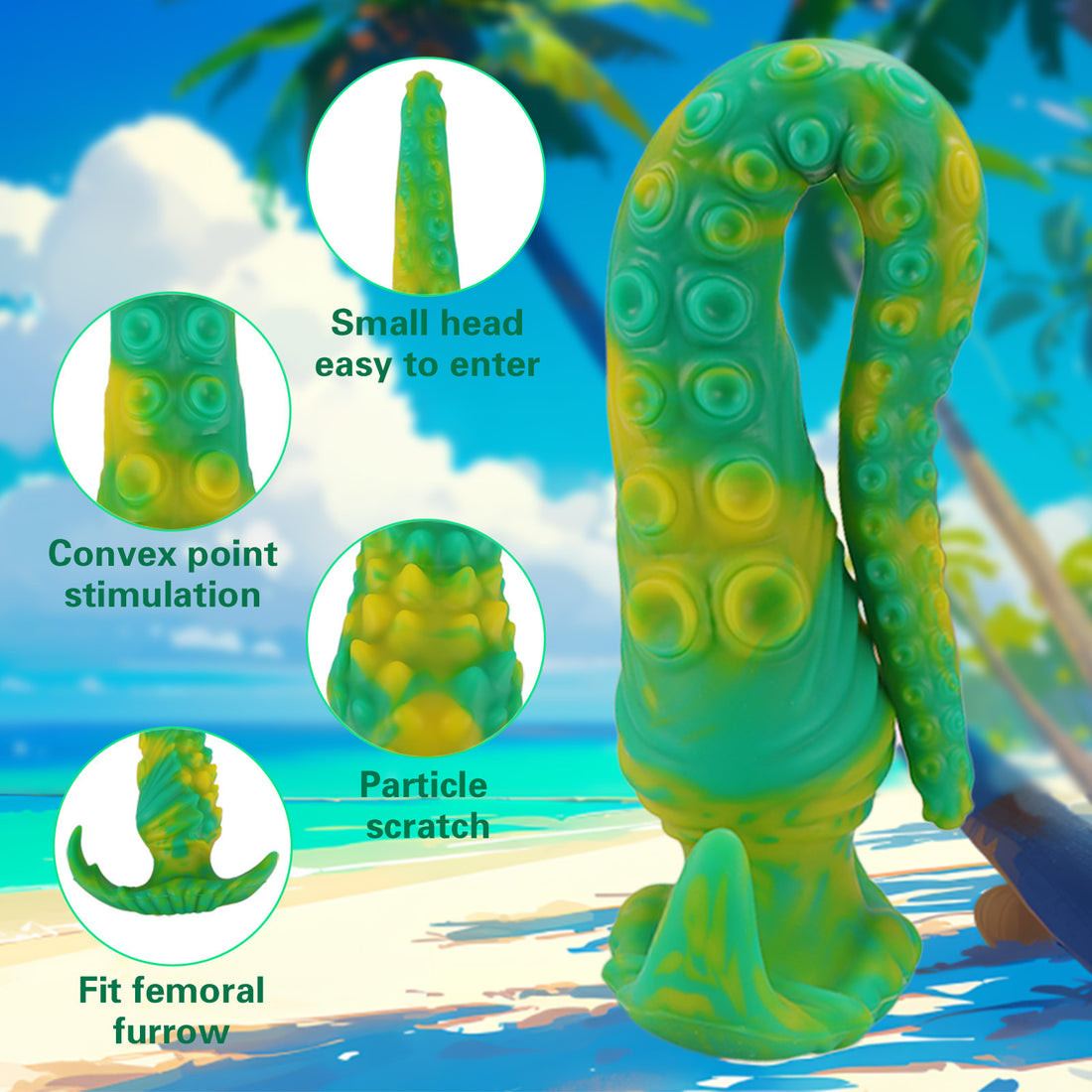 17.7 Inch Green Extra Long Octopus Tentacle Dildo
